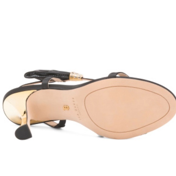 Ted Baker Elegant Black Heels with Gold Detail - Picture 3 of 4